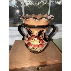 Vintage earthtoned Japanese Decorative Floral Vase; Modern Boho Farmhouse Decor